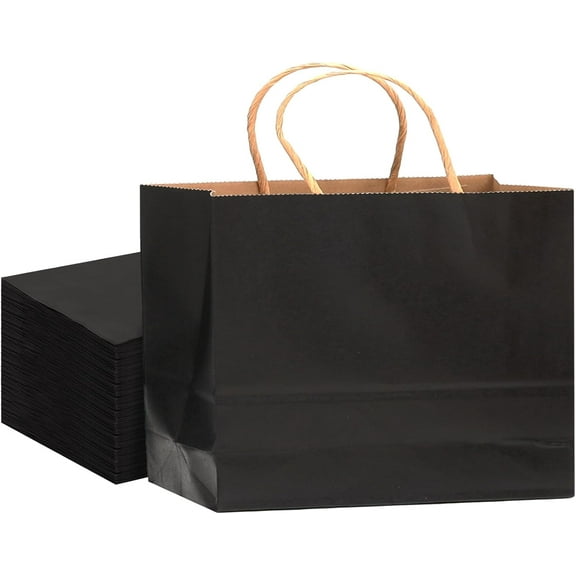 13"x4.5"x10" Large Gift Bag with Handles Bulk 32PCS Gift Paper Bags Black Bags Multiple Uses (Wide Large)