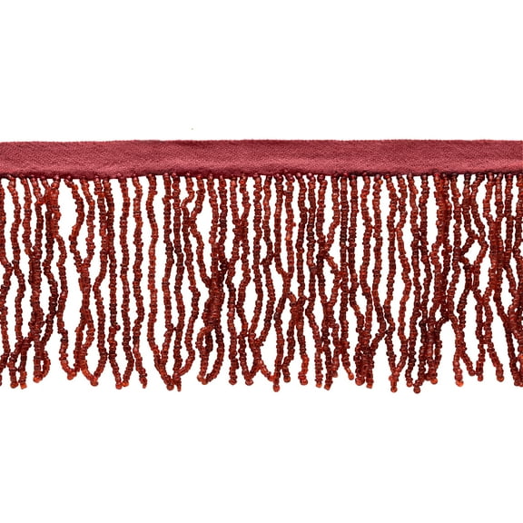 2 1/2" (6cm) Beautiful Handcrafted Beaded Fringe Trim with Sead Bead Design # B40684,, Dark Wine Red #E10 (Dark Burgundy Red) Sold By The Yard (36"/3 ft/0.9m)