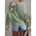 thumbnail image 3 of Asyoly Women Winter Lace Crochet Sweaters Long Sleeve Solid Color Hollow Out Crewneck Knit Pullover Sweater Comy Elegant Jumper Loose Tops, 3 of 7