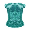 thumbnail image 2 of Miaeowve Kids Girls Sparkly Sequins Ruffle Sleeves Peplum Top Zipper Back Birthday Party Shirts Dancewear Lake Green 14, 2 of 5
