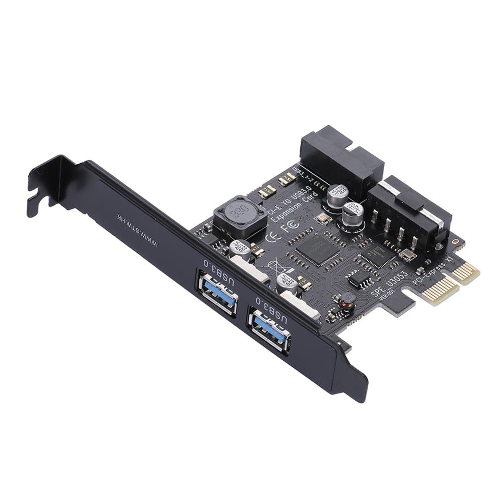 STW PCI-E to USB 3.0 PCI Express PCI-E USB 3.0 Hub Controller Adapter with USB 3.0 19-Pin Connector and 5V 4 Pin Male Power Dual Port Connector - Walmart.com
