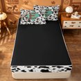 thumbnail image 4 of meiyoeat Leopard Cow Print Initial E Zipper Full Size Comforter Sets with Fitted Sheet and 2 Pillowcases For Boys,Rustic Farmhouse Style Zipper Bedding Set,Black Reversible,4 Pieces, 4 of 7