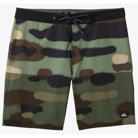 Quiksilver Men's Boardshorts Highline Straight Leg 19" Swimming Trunk Shorts (30, Camo)