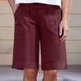 thumbnail image 2 of kaondbfi Shorts for Women Trendy, Solid Color High Waist Casual Pants Elastic Waist Loose Shorts, 2 of 9