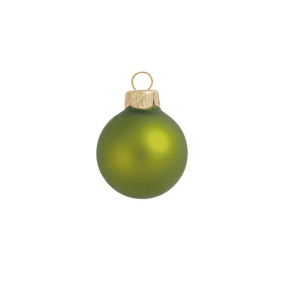 Whitehurst Mini Matte Finish Glass Christmas Ball Ornaments - 1.5" (40mm) - Kiwi - 40ct