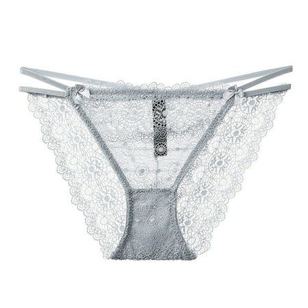 

Women Lace Panty Hollow Out Thongs Bikini Underwear Strap G-String See Thru Underpants Half Back Coverage Brief