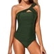 thumbnail image 1 of MKLEKYY Trajes De Baño Mujer Control Abdomen Two Piece Tankini Bathing Suits For Women One Shoulder Swim Top With Shorts Swimsuits Split Swimwear Set, 1 of 5
