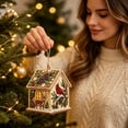 thumbnail image 5 of Christmas House Shaped DIY Diamond Art Hanging Ornament, VVQ Handmade Xmas Candy House Kit with Wooden Base Rhinestones for Decor, 5 of 7