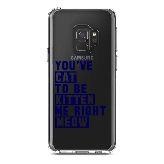 DistinctInk Clear Shockproof Hybrid Case for Samsung Galaxy S9 (5.8" Screen) - TPU Bumper Acrylic Back Tempered Glass Screen Protector - You've Cat to be Kitten Me Meow
