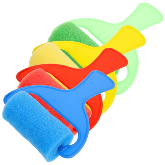 Raindrops 4Pcs Craft Paint Roller Mini Paint Rollers for Kids and Painters Drawing Tools Cylindrical Red Yellow Green