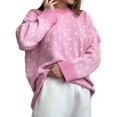 thumbnail image 2 of Womens Long Sleeve Sweater Autumn Oversized Cropped Sweaters Casual Sailboat Print Crewneck Knit Tops Pink M, 2 of 9