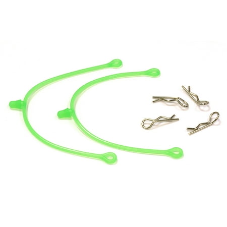 Integy RC Toy Model Hop-ups C25737GREEN Body Clip Retainer w/ Body Clip (4) for 1/10 Size Touring Car & Drift