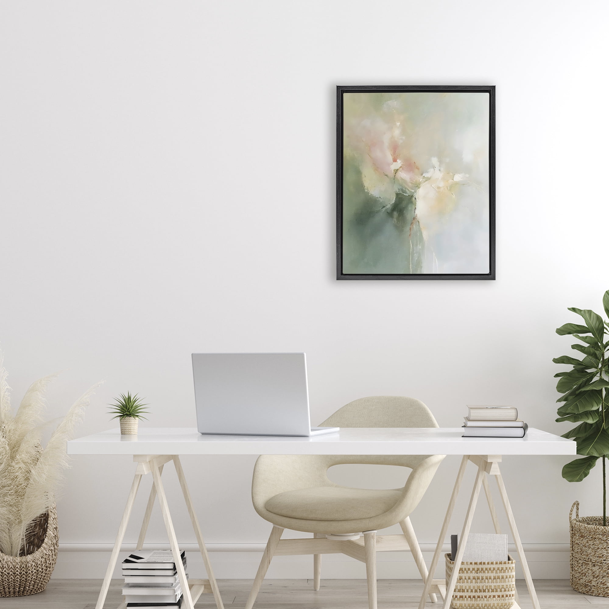Stupell Industries Ethereal Brushwork Abstraction Black Framed Floater Canvas Wall Art, design by Riley B