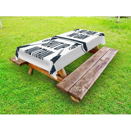 

Fitness Outdoor Tablecloth Hand Drawn 90s Themed Symbol with Skateboard Ethnic Boho Style Arrows Phrase Decorative Washable Fabric Picnic Table Cloth 58 X 84 Inches Dark Blue White by Ambesonne