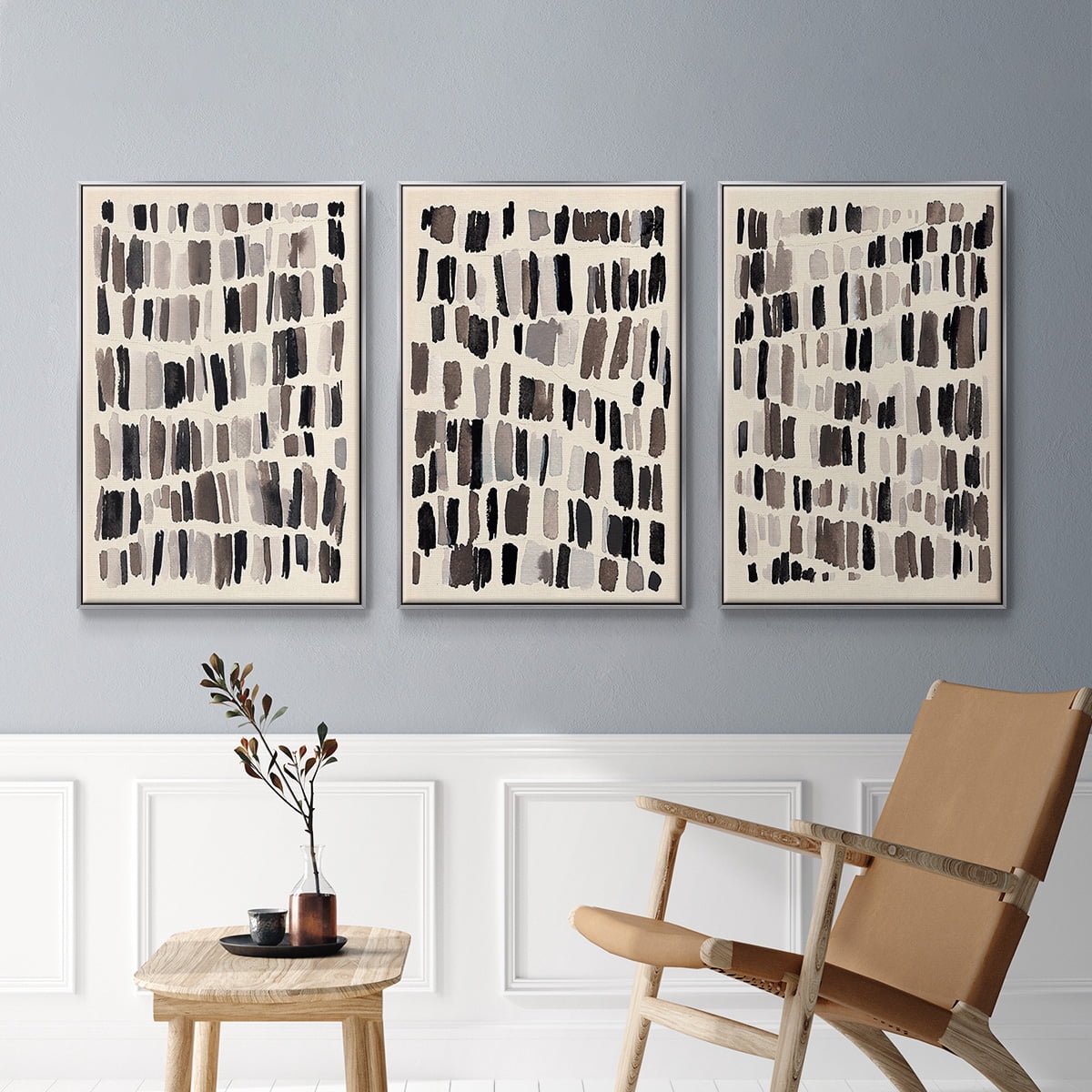 Chalk and Flint I - Framed Premium Gallery Wrapped Canvas L Frame 3 Piece Set - Ready to Hang
