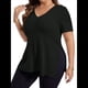 thumbnail image 2 of Blusas de Talla Grande para Mujer, Informales, con Cuello en V, Corta y Dobladillo Dividido, para Verano. Negro 4XL, 2 of 8