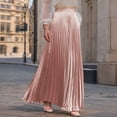thumbnail image 2 of Yucgh Women's Pleated Solid Color Maxi Skirt with Large Swing, A-line Floor Length Skirt, Casual Flowy Skirt with Elastic Waist,Pink,L, 2 of 8