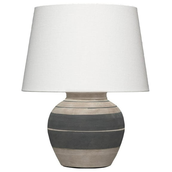 Maklaine Contemporary Ceramic Table Lamp in Beige and Dark Grey Ceramic