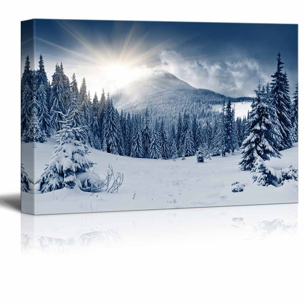 wall26 Winter Mountain Snow Covered Trees Canvas Art Wall Decor