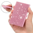 thumbnail image 3 of Small Business Card Holder, 2Pcs Alloy Name Card Holder Bling, Pink, 3 of 6