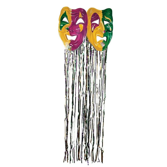 Mardi Gras Mask W/Fringe Curtain - Party Decor - 1 Piece
