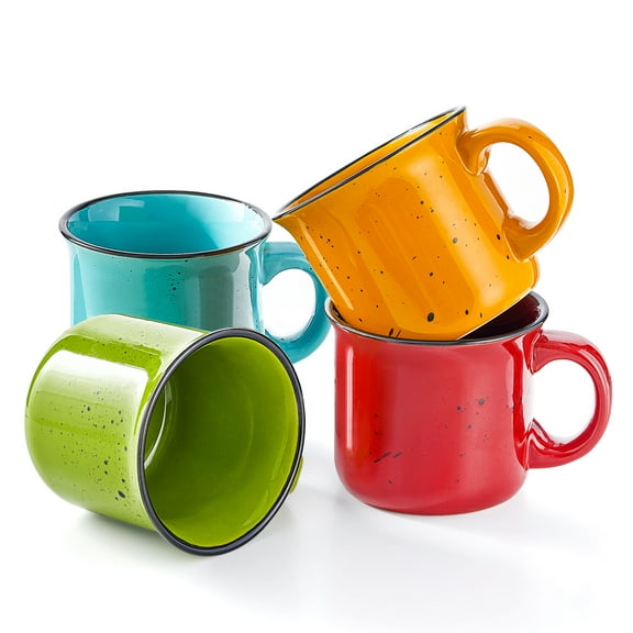 bestone Coffee Mugs Set of 4，16 oz Large Coffee Mugs Set of 4, Ceramic Mugs with Handles,Coffee,Salad,Noodles etc Coffee Mugs, Microwave & Dishwasher safe，Multi-color