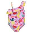 thumbnail image 1 of Cathalem Girls UPF 50+ One Piece Bathing Suit V Neck Ribbed Knit Bathing Suit,Pink 3T, 1 of 5