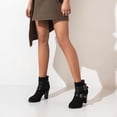 thumbnail image 6 of Mostsola Ankle Boots for Women Fashion Buckles Round Toe Block Heeled Booties Retro Dress Pumps, 6 of 9