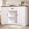 thumbnail image 2 of 45" Coffee Bar Cabinet, Buffet Sideboard with Shelves & Countertop, Storage for Kitchen & Living Room, White and Retro, 2 of 6