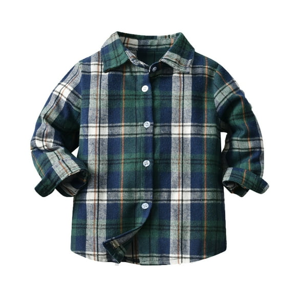 XIMIN Toddler Baby Boys Long Sleeve Button Down Plaid Shirt Tartan Tops Flannel Shacket Shirts Little Boys Kids Fall Casual Girls Vintage Tshirts