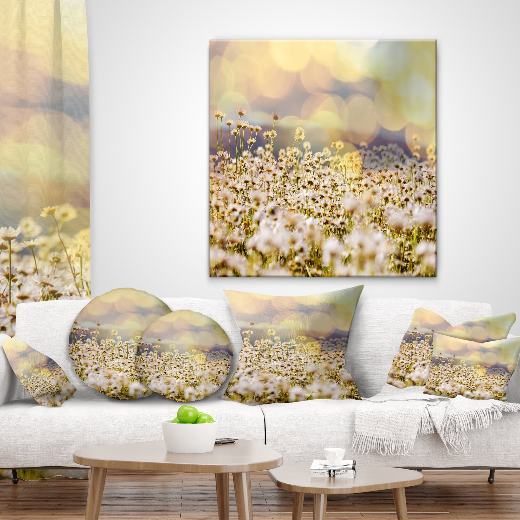 Designart 12" x 20" White Polyester Throw Pillow