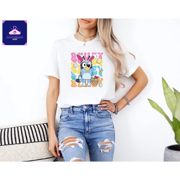 Blue Easter Bunny T-Shirt, Spring Family Matching Gift