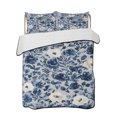 thumbnail image 2 of Navy Blue White Peony Queen Size Down Alternative Comforter, Lightweight Comforter Quilt Bedding Set with Pillow Shams Vintage Floral Blossom All Seasons Bed Comforter Duvet Insert 90"x96", 2 of 7
