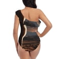 thumbnail image 5 of Honeii Pyramid Desert Cat for women's one-piece swimsuit featuring a chic one-shoulder design experience elegance and style in the water-Large, 5 of 6