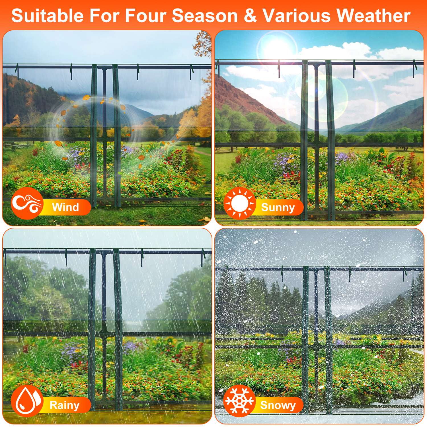 Portable Mini Greenhouse With Roll-Up Zipper Doors Waterproof UV-Resistant PVC Cover Hot House For Indoor Outdoor Garden Patio Backyard, 70.86*33.46*37.4 in