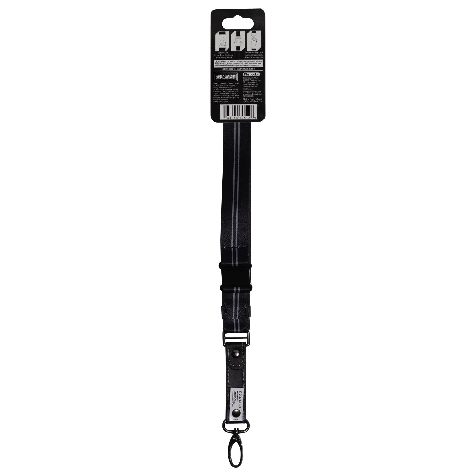 Harley-Davidson Bar & Shield Text Logo Lanyard, Black & White, Harley Davidson
