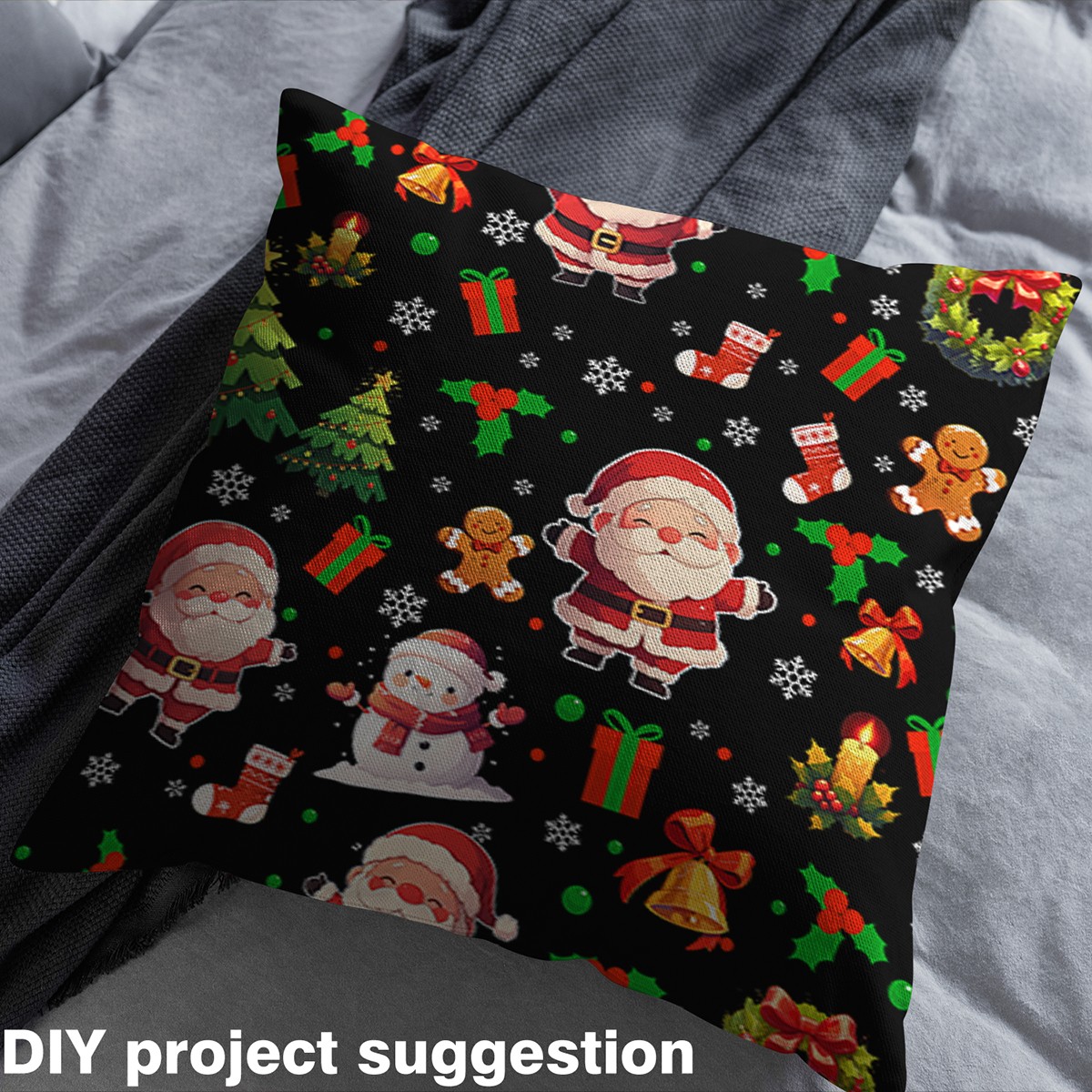 Castle Fairy Santa Claus Fabric by the Yard 2 Yards,Christmas Tree Room Decor Fabric by the Yard,Winter Snowflake Sewing Fabric,Breathable Home Decor