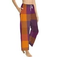 thumbnail image 2 of Fotbe Purple Yellow Buffalo Plaid Women's Pajama Pants,Sleepwear Pants,Pj Bottoms Drawstring And Pockets-Medium, 2 of 9