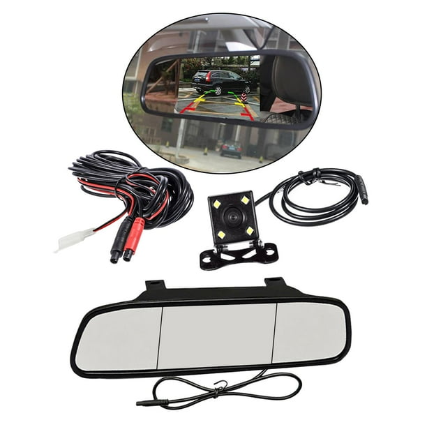 Espejo para automóvil de 5 pulgadas con kit de cámara de atrás, monitor de estacionamiento automático de video HD Yotijar Espejo retrovisor
