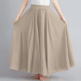 thumbnail image 5 of Womens Plus Size Maxi Skirt Long Skirts for Women Trendy Elastic Waist Boho Skirts Casual Vacation Solid Color High Waisted Womens Vacation Beach Long Skirts, 5 of 5