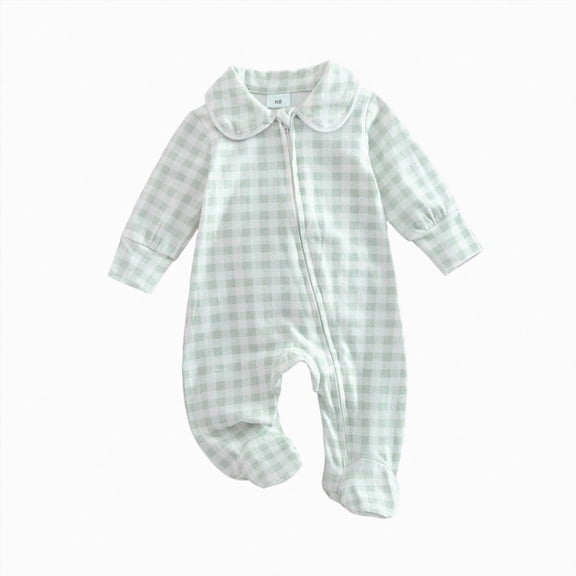 CAUYDY 3 6 9 Months 1T 2T Newborn Boy Picture Outfit Baby Sleepers Preemie Clothes Long Sleeve Bodysuit Fall Winter Infant Boys Comfy Pajamas Romper Light Green for Sizes 3-6 Months