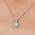 thumbnail image 3 of Gem Stone King 14K White Gold Sky Blue Aquamarine and White Topaz Pendant Necklace for Women | 0.69 Cttw | Gemstone March Birthstone | Pear Shape 7X5MM | With 18 inch Chain, 3 of 6