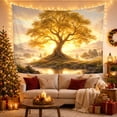 thumbnail image 3 of Golden Tree of Life Beside a Misty River Valley, Dreamy Fantasy for Home Decor Lovers, Nature Inspired Artwork, Housewarming Gift Tapestry Wall Hanging for Living Room and Bedroom, 3 of 7