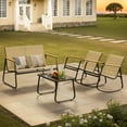 thumbnail image 4 of Aiho 4-Piece Outdoor Patio Furniture Set with 2 Rocking Chairs, Breathable Textilene Patio Conversation Set with a Coffee Table, For Patio, Backyard, Garden, Lawns, Balcony, Porch and Poolside-Brown, 4 of 10