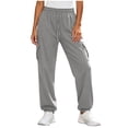thumbnail image 3 of Fnooota Women's Joggers with Pockets, Elastic Waist Fall Running Relaxed Fit Drawstring Athletic Pants Jogger Pants Gray Size L, 3 of 8