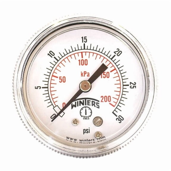 Winters Pressure Gauge,2" Dial Size,Black P9U901402UC