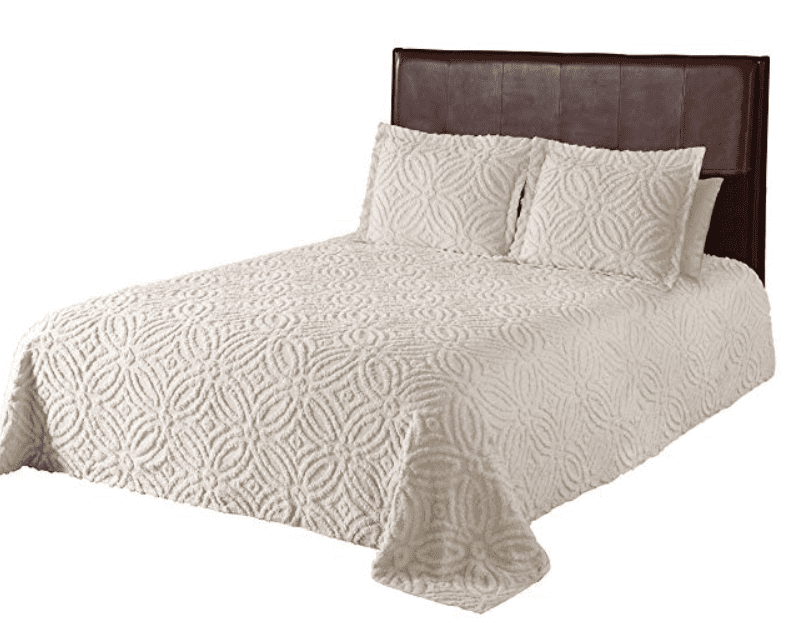 Beatrice Home Fashions Alicia Wedding Chenille Bedspread, Queen, Ivory