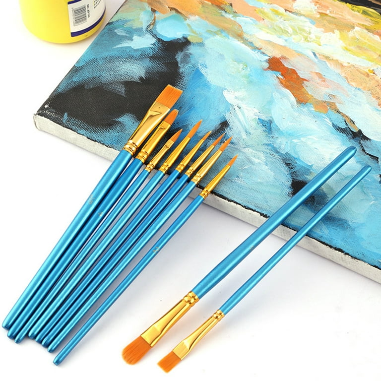 Farfi 10pcs/Set Painting Brush Soft Bristle Reusable Plastic Pen