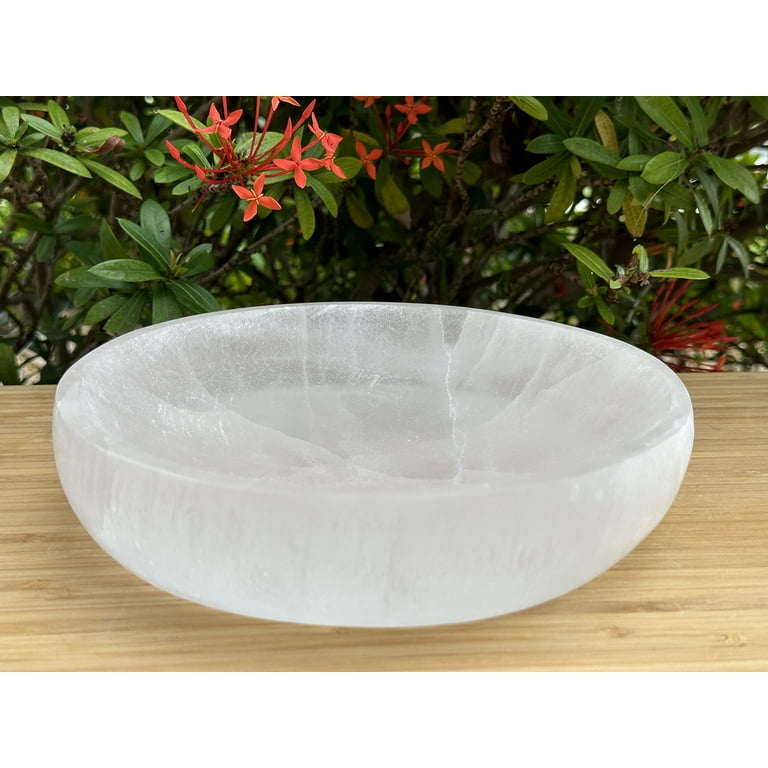 GAF TREASURES Large Selenite Charging Bowl - 6" Hand-Carved Crystal Bowl For Cleansing & Reiki