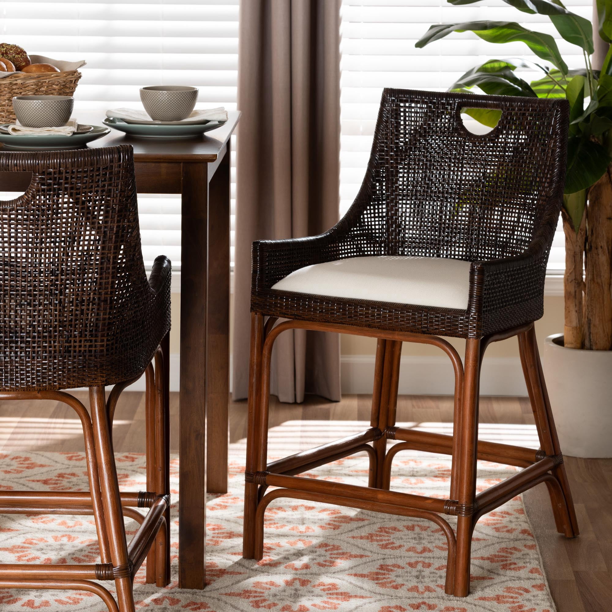 bali & pari Petra Boho Counter Stool, Counter Height, Espresso